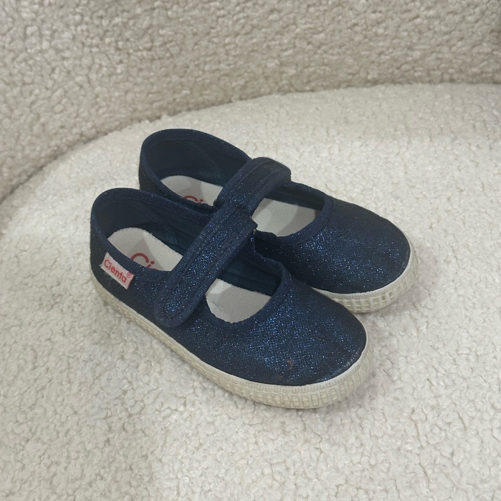 Cienta Navy Blue Glitter Mary Jane Kids Shoes